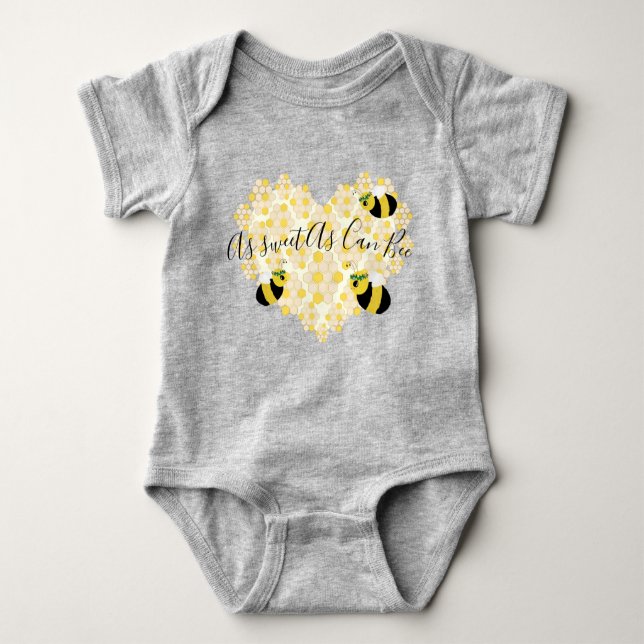 Niedlich Baby Honey Bee Honeycomb Herd mit Name Ba Baby Strampler (Vorderseite)