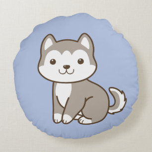 Niedlich Baby Husky Welpe Hund rund wirbelkissen Rundes Kissen