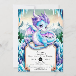 Niedlich Baby Ice Dragon Birthday Einladung