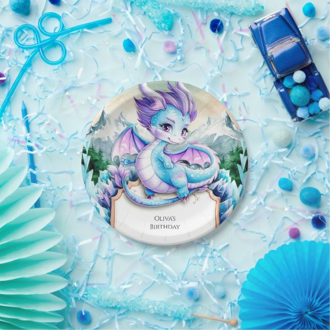 Niedlich Baby Ice Dragon Birthday Pappteller (Party)