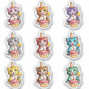 Niedlich Baby Jaguars Birthday Stickers Aufkleber