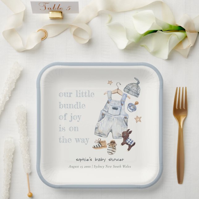 Niedlich Baby Kleidung Essentials Blue Boy Baby Du Pappteller (Hochzeit)