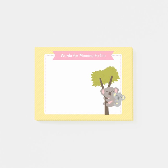 Niedlich Baby Koala Bear und Mommy Baby Dusche Post-it Klebezettel (Vorderseite)