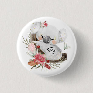 Niedlich Baby Koala Gold Speckle Individuelle Name Button