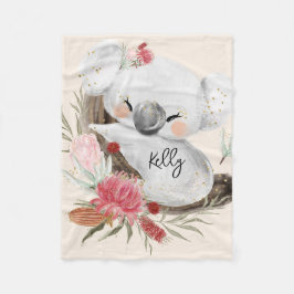 Niedlich Baby Koala Gold Speckle Individuelle Name Fleecedecke