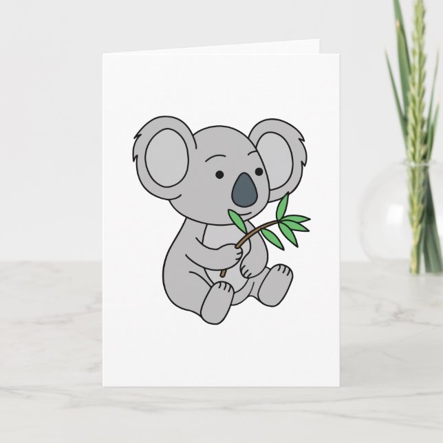 Niedlich Baby Koala mit Eukalyptus-Blätter Karte (Vorderseite)