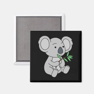Niedlich Baby Koala mit Eukalyptus-Blätter Magnet