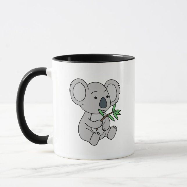 Niedlich Baby Koala mit Eukalyptus-Blätter Tasse (Links)