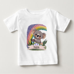 Niedlich Baby Koala Rainbow Individuelle Name Baby T-shirt