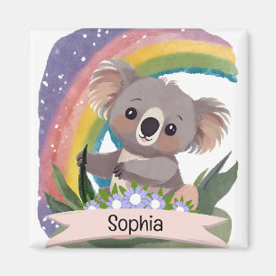 Niedlich Baby Koala Rainbow Individuelle Name Magnet