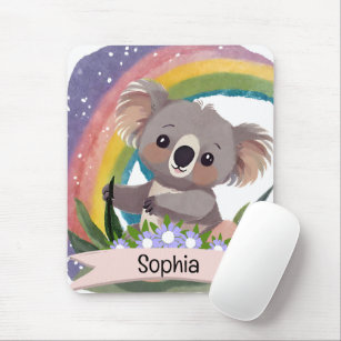 Niedlich Baby Koala Rainbow Individuelle Name Mousepad