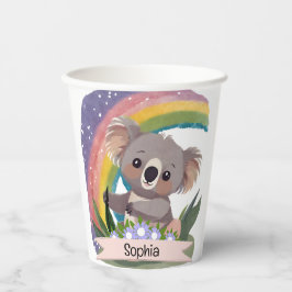Niedlich Baby Koala Rainbow Individuelle Name Pappbecher