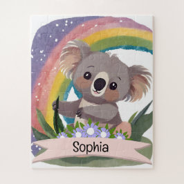 Niedlich Baby Koala Rainbow Individuelle Name Puzzle