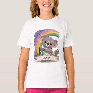 Niedlich Baby Koala Rainbow Individuelle Name T-Shirt