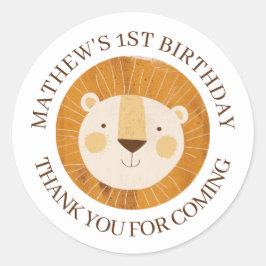 Niedlich Baby Lion Bitrhday Vielen Dank Runder Aufkleber