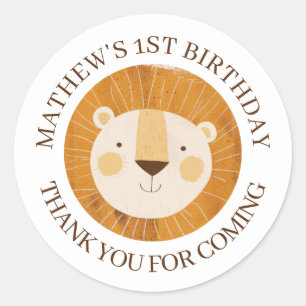 Niedlich Baby Lion Bitrhday Vielen Dank Runder Aufkleber
