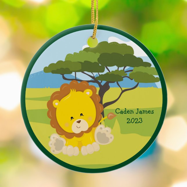 Niedlich Baby Lion Custom Animal Kids Weihnachten Keramik Ornament (Von Creator hochgeladen)