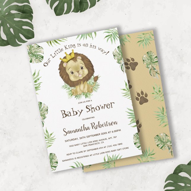 Niedlich Baby Lion King Watercolor Jungle Babydusc Einladung (Von Creator hochgeladen)