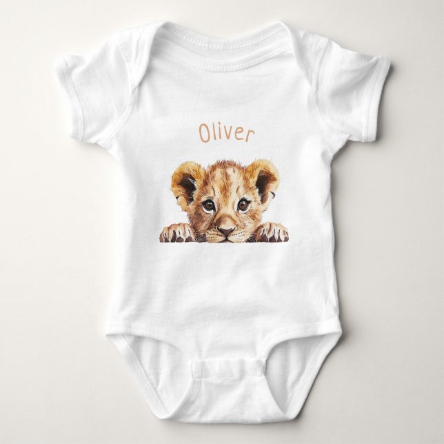 Niedlich Baby Lion Personalisiert Baby Strampler (Vorderseite)