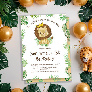 Niedlich Baby Lion Wild One Watercolor 1. Geburtst Einladung