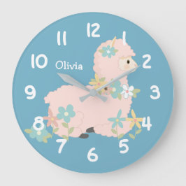 Niedlich Baby Llama Kinderzimmer Große Wanduhr