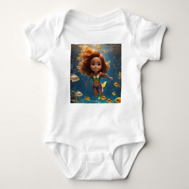 Niedlich Baby Mermaid Bodysuit Baby Strampler (Vorderseite)