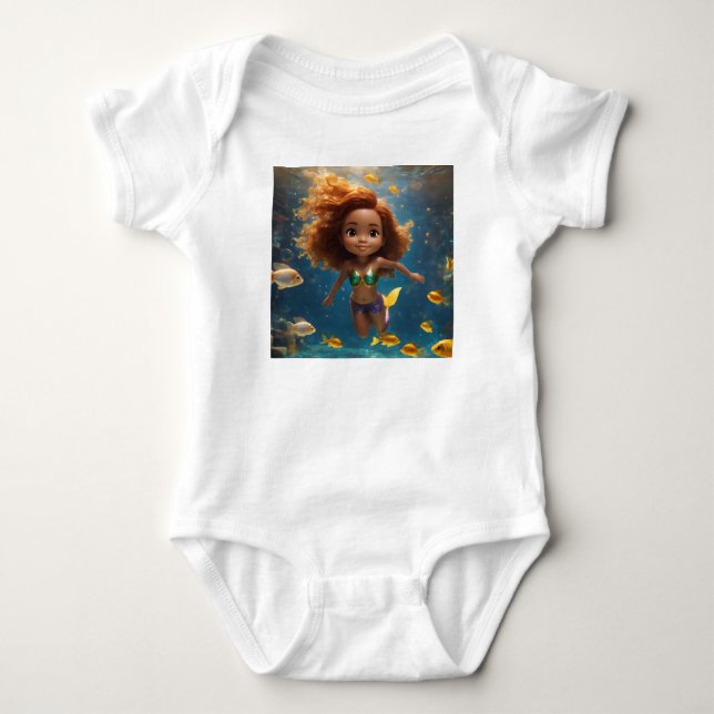 Niedlich Baby Mermaid Bodysuit Strampler (Vorderseite)