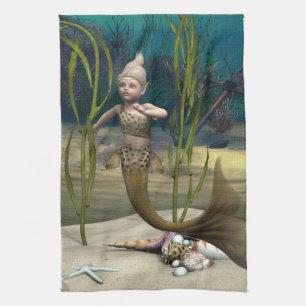 Niedlich Baby Mermaid Küchentuch