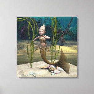 Niedlich Baby Mermaid Leinwanddruck