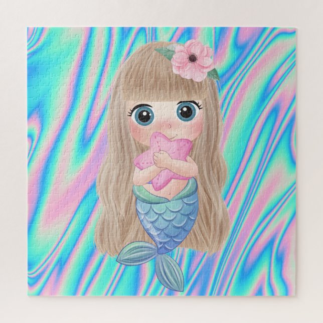 Niedlich Baby Mermaid Ombre farblich Puzzle (Vertikal)
