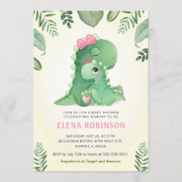 Niedlich Baby Mommy Dinosaur Girl Babydusche Sprin Einladung