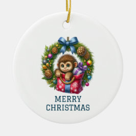 Niedlich Baby Monkey Weihnachten Keramik Ornament