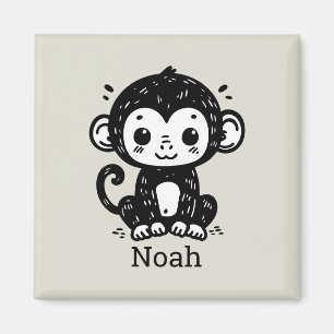 Niedlich Baby Monkey Zeichnend - Kawaii Kinderzimm Magnet
