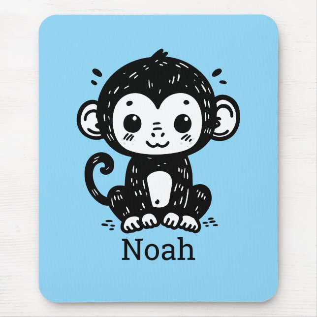 Niedlich Baby Monkey Zeichnend - Kawaii Kinderzimm Mousepad (Vorne)