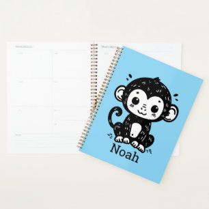 Niedlich Baby Monkey Zeichnend - Kawaii Kinderzimm Planer