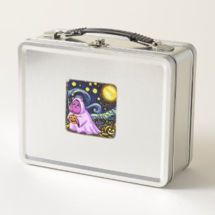 Niedlich Baby Moo Deng Halloween Van Gogh Starry N Metall Brotdose
