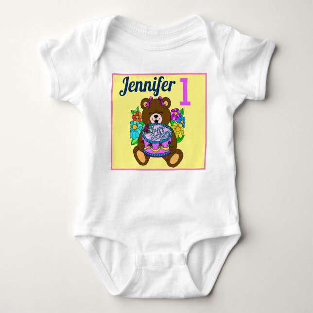 Niedlich Baby Onsie First Birthday Little Girl's 1 Baby Strampler (Vorderseite)