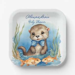 Niedlich Baby Otter Boy Babydusche Pappteller
