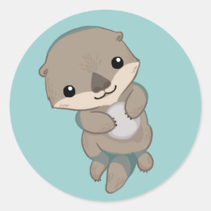 Niedlich Baby Otter Pup Runder Aufkleber