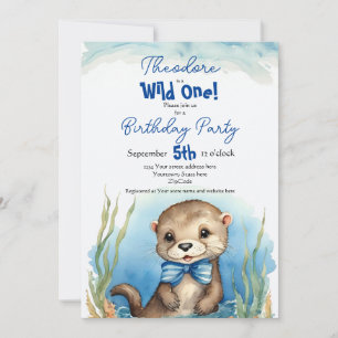 Niedlich Baby Otter Wild One Boy Geburtstag Einladung