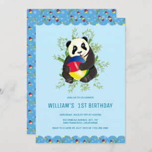 Niedlich Baby Panda Ball 1. Geburtstag Party Einladung