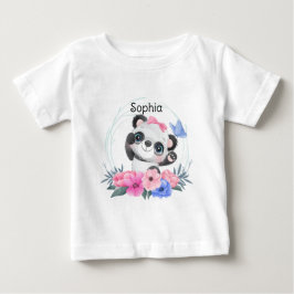 Niedlich Baby Panda Blume Wreath Individuelle Name T-shirt