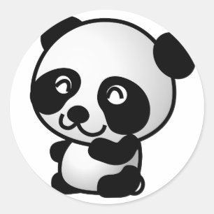 Niedlich Baby Panda Cartoon Runder Aufkleber