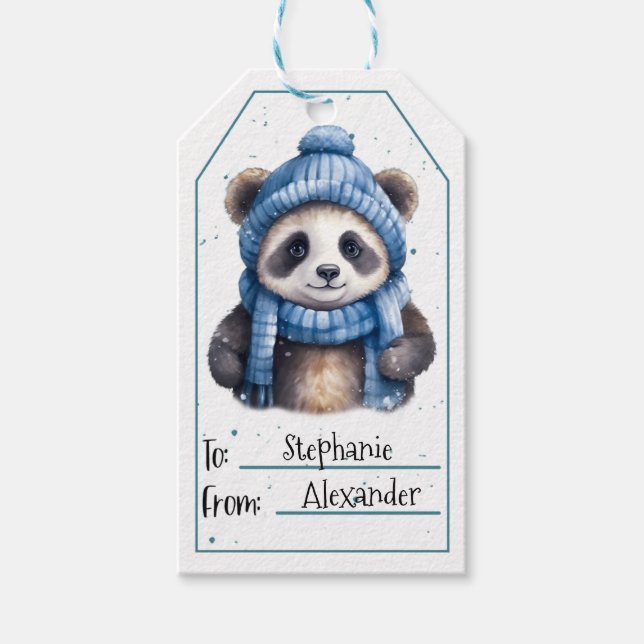 Niedlich Baby Panda Geschenkmarken Geschenkanhänger (Vorderseite)
