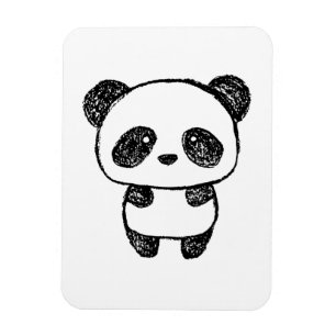 Niedlich Baby Panda Gezeichnet in Charcoal - Amand Magnet