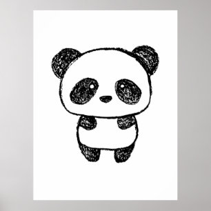 Niedlich Baby Panda Gezeichnet in Charcoal - Amand Poster