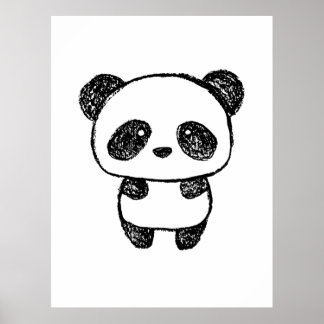 Niedlich Baby Panda Gezeichnet in Charcoal - Amand Poster