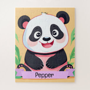 Niedlich Baby Panda Individuelle Name Puzzle