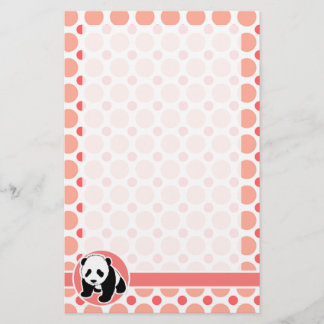 Niedlich Baby Panda; Pink & Coral Polka Dots Briefpapier