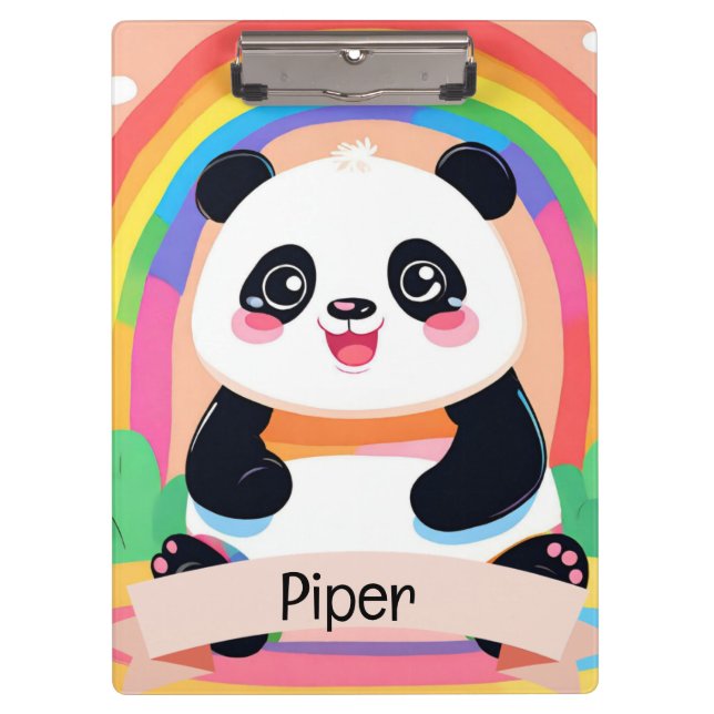 Niedlich Baby Panda Rainbow Klemmbrett (Vorderseite)